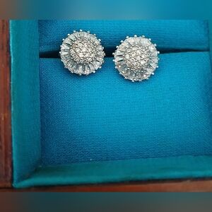 Beautiful pave Silver Stud Earrings